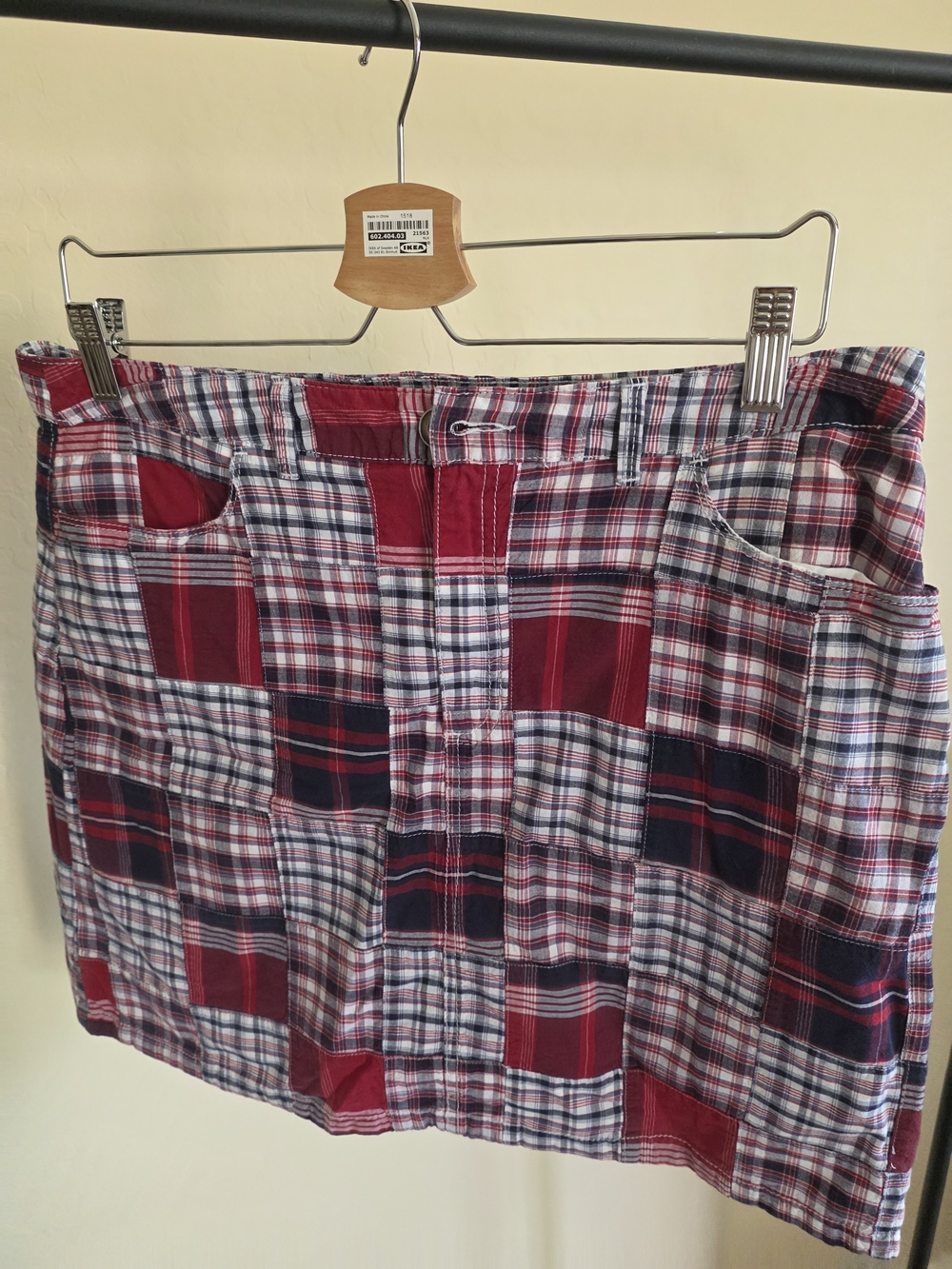 croft & barrow Red and Navy Plaid Patchwork Skort